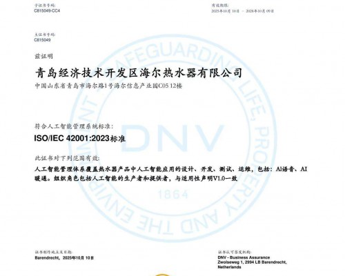 行业首个！统帅热水器获国际权威AI管理认证